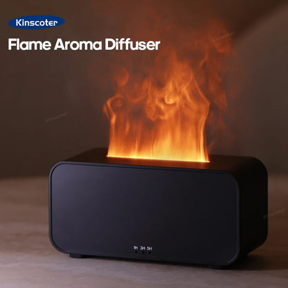 Nouvelle machine d'aromathérapie à flamme simulée, mini humidificateur d'air avec lumière LED colorée et minuterie, diffuseur de parfum pour la maison.