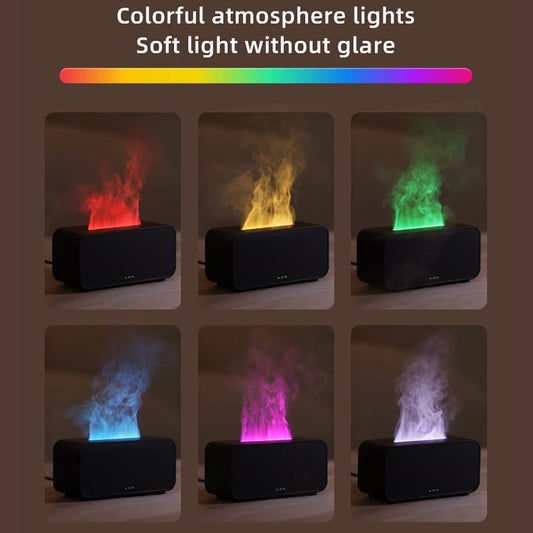 Nouvelle machine d'aromathérapie à flamme simulée, mini humidificateur d'air avec lumière LED colorée et minuterie, diffuseur de parfum pour la maison.